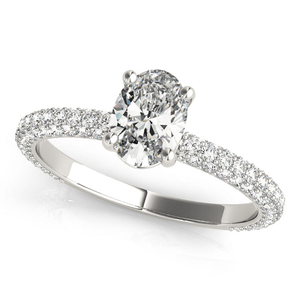 Pave Engagement Ring With Oval Center